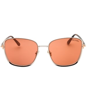 Tom Ford Zonnebril Met Glanzend Donker Ruthenium Montuur En Bruine Spiegelglazen