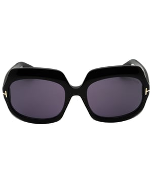 Tom Ford Glanzend Zwarte Oversized Zonnebril In Rookkleur