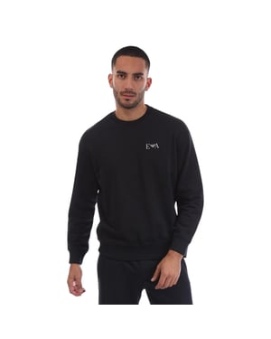 Emporio Armani EA7 Heren geribd sweatshirt met lange mouwen (Marineblauw)
