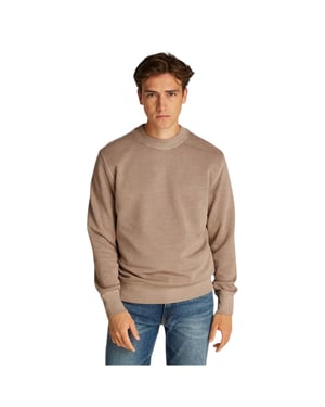 Calvin Klein Heren Puff Print Katoenmix Sweatshirt met Opdruk (Taupe Grijs)