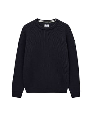 Weekend Offender Heren Morello Ribgebreide Trui (Navy)