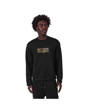 Armani Exchange Heren Sweatshirt met Ronde Hals en Logo (Zwart/Goud)