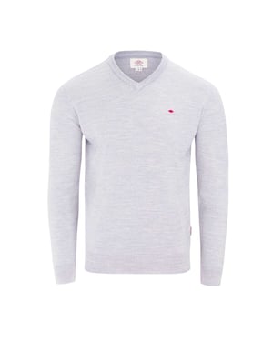 Lee Cooper Herentrui met V-hals, lange mouwen en geborduurd logo van acryl (Lichtgrijs)
