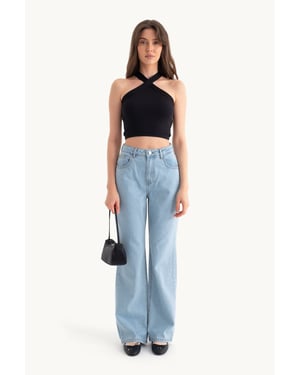 High-Waist Straight-Leg Jeans