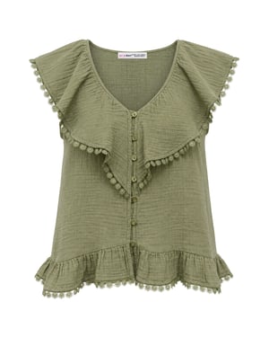 Katoenen V-hals Mouwloze Blouse