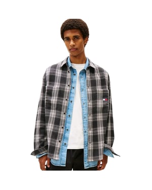 Tommy Jeans Heren geruit overhemd (Zwart)