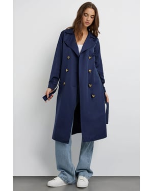 Dubbelknäppt bälte lång trenchcoat