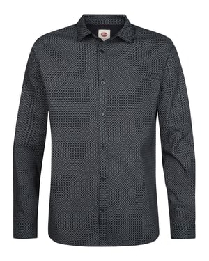Petrol Industries - Heren Slim fit overhemd met subtiele print steelworks - Blauw