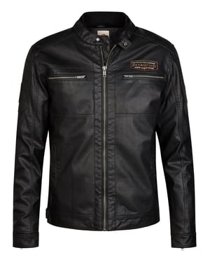 Petrol Industries - Heren Doorgestikt PU racer jack steeljunction - Zwart