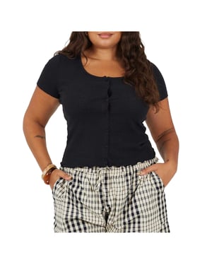 Brave Soul Dames/Dames Geribd Plus T-shirt (Zwart)