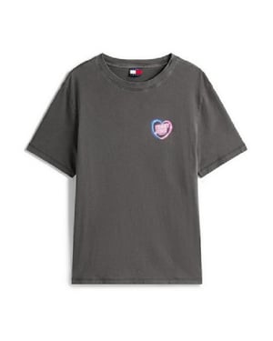 Tommy Jeans Dames Neon Hart Regular T-Shirt (Zwart)