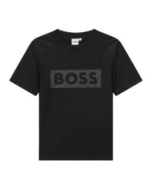 Boss Kinderen/Kinderen Globe Crew Hals Regular T-shirt (Zwart)