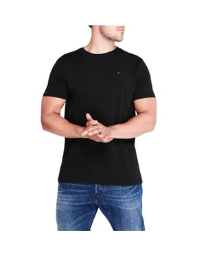 Tommy Jeans Heren Geborduurd Logo Los T-shirt (Zwart)
