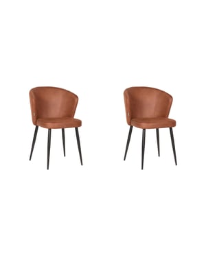 LABEL51 - Eetkamerstoel Wave - Bruin - 60x58x85cm - Set van 2