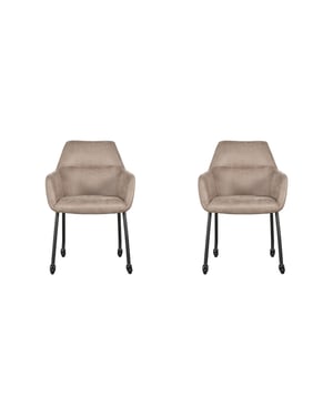 LABEL51 - Eetkamerstoel Lenny - Taupe - 64x56x84cm - Set van 2