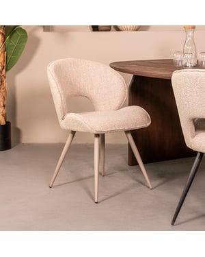LABEL51 - Eetkamerstoel Sakura - Beige - 62x57x84cm - Set van 2