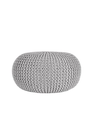 LABEL51 - Poefs Knitted - Lichtgrijs - 70x70x35cm