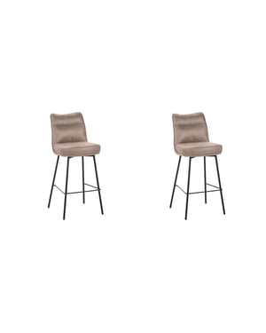 LABEL51 - Barstoel Lennon - Taupe - 55x46x107cm - Set van 2