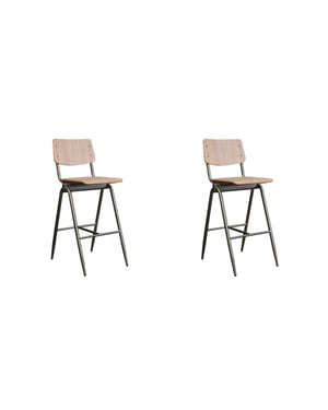 LABEL51 - Barstoel Solid - Walnoot - 58x49x109cm - Set van 2