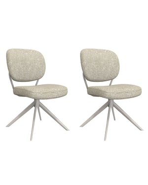 LABEL51 - Eetkamerstoel Geneva - Beige - 63x49x90cm - Set van 2