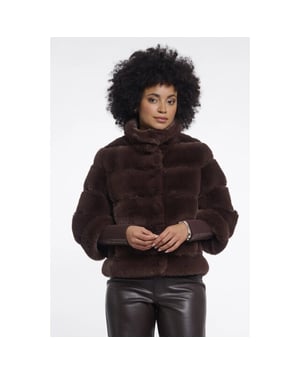 Rino & Pelle Feline.7002611 rino en pelle jacket with rib cuffs coffee roast