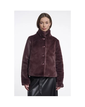 Rino & Pelle Vie.7002611 rino en pelle single breasted faux fur jacket chocolate bean