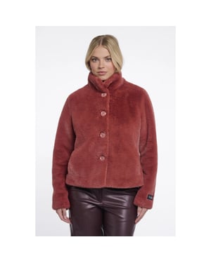 Rino & Pelle Vie.7002611 rino en pelle single breasted faux fur jacket antique rouge