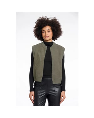 Rino & Pelle Elona.5002611 rino en pelle short waistcoat green ash