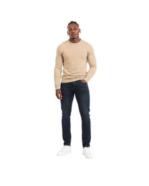 Gant Herrtröja i lammullsblandning med normal passform (Khaki Brown)