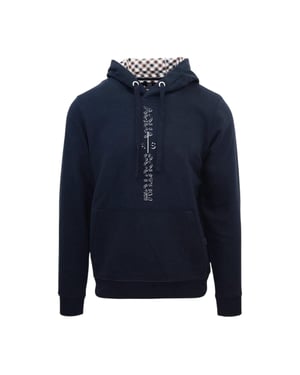 Aquascutum Huvtröja för män med tryck (Marinblått)
