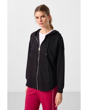 Oversized Hooded Lange Mouwen Zip Tuniek Top