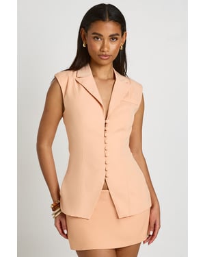 Button Detail Cinched Waistcoat