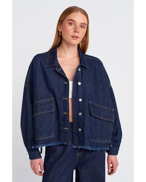 Överdimensionerad Denimjacka i Bomull med Knäppning