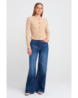 Högmidjade vida denimjeans