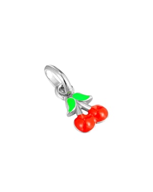 Sterling Silver Tiny Enamel Cherries Charm