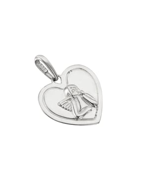 Sterling Silver Heart Cherub Pendant Charm