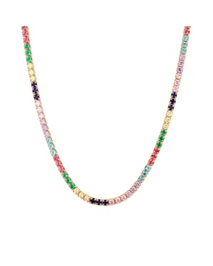 18ct Gold Plated Rainbow CZ Tennis Choker