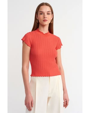 Slim Fit Ribbad Halvpolokrage Tröja