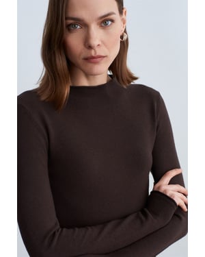Dam Slim-fit Ribbad Halvpolotröja