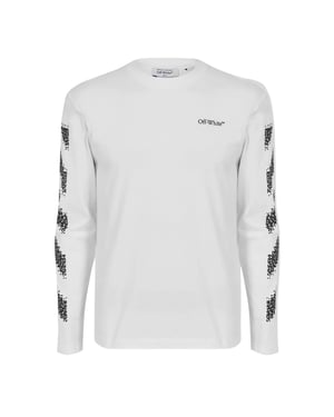 Off White Heren Crew Neck Regular T-shirt (Wit, Zwart)