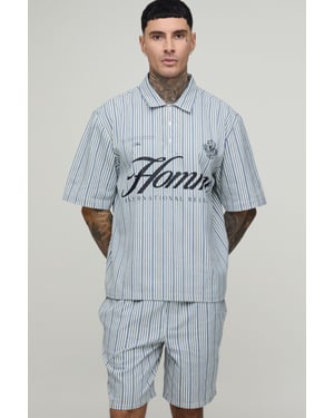 Tall Oversized Half Sleeve Stripe Polo Shirt and Short Set
