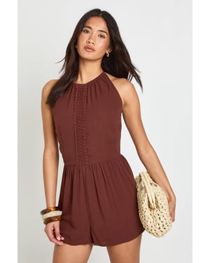 Textured Trim Detail Playsuit