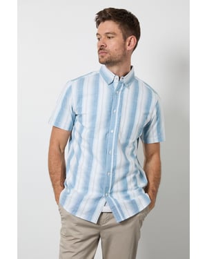 Teal Stripe Short Sleeve Shirt