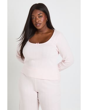 Plus Pointelle Scoop Neck Long Sleeve Pyjama Top