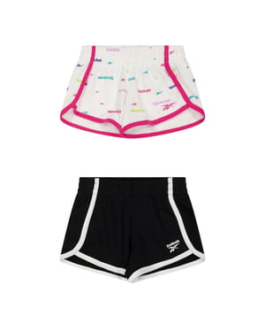 Reebok Jersey Shorts för flickor (Förpackning med 2 st) (Vit/Svart)