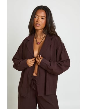 Linen Look Long Sleeve Beach Shirt