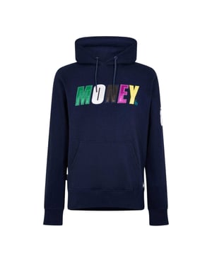 Money Heren Satijnen Hoodie met lange mouwen (Marine)