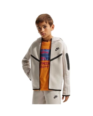 Nike Technische fleece-hoodie met doorlopende rits voor kinderen (Crème)