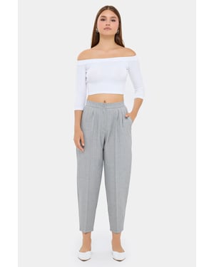 High-Waist Striped Carrot Trousers