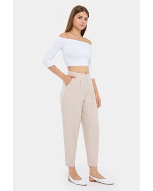 High-Waist Striped Carrot Trousers